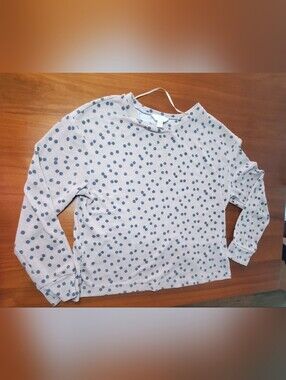 Women’s Polka Dot Long-Sleeve Top — Taupe with Charcoal Dots